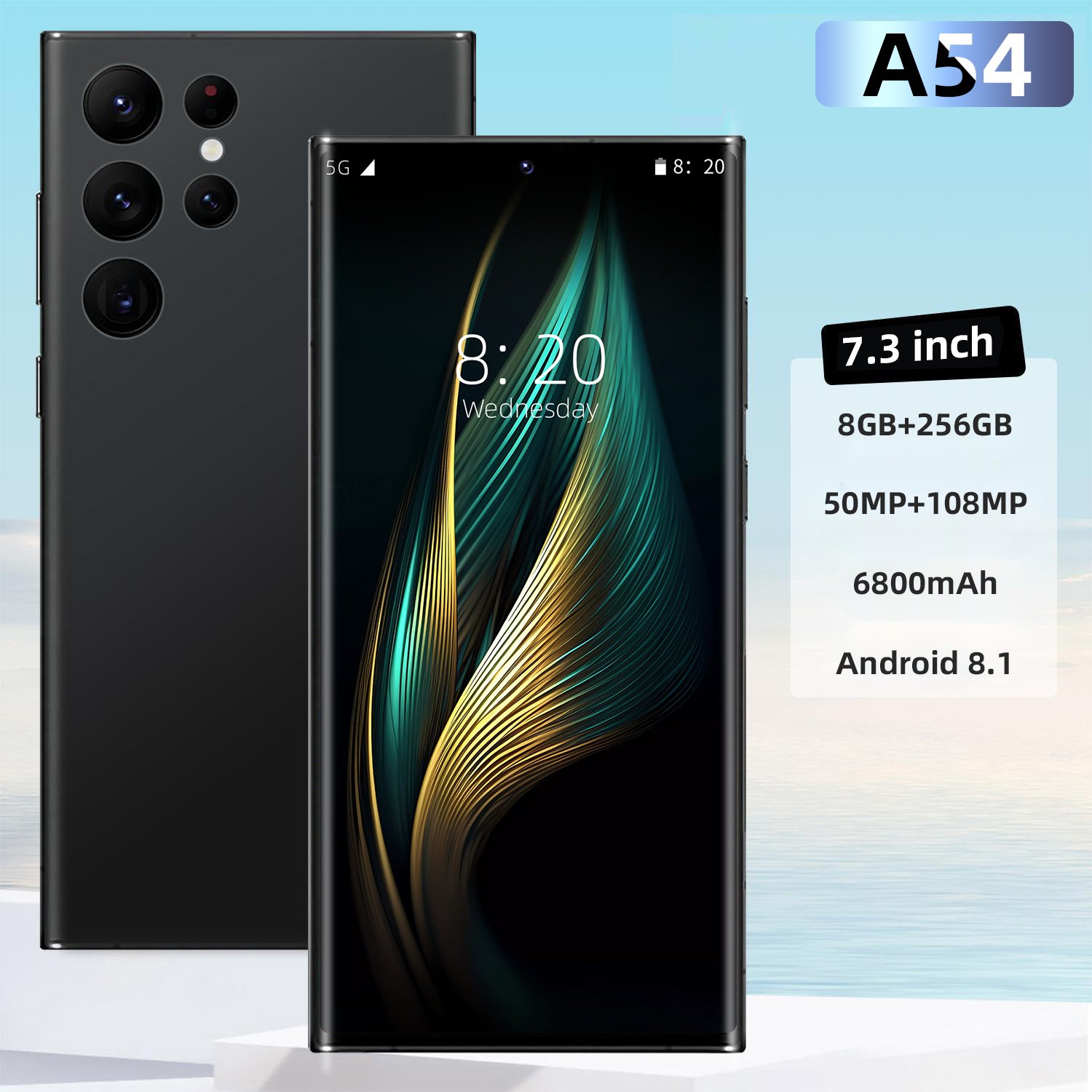 High Quality A54 5g 7.3 Inch Original Mobile Phone 8gb+256gb Large Memory Smart Phone Beauty Camera Gaming Cellphone