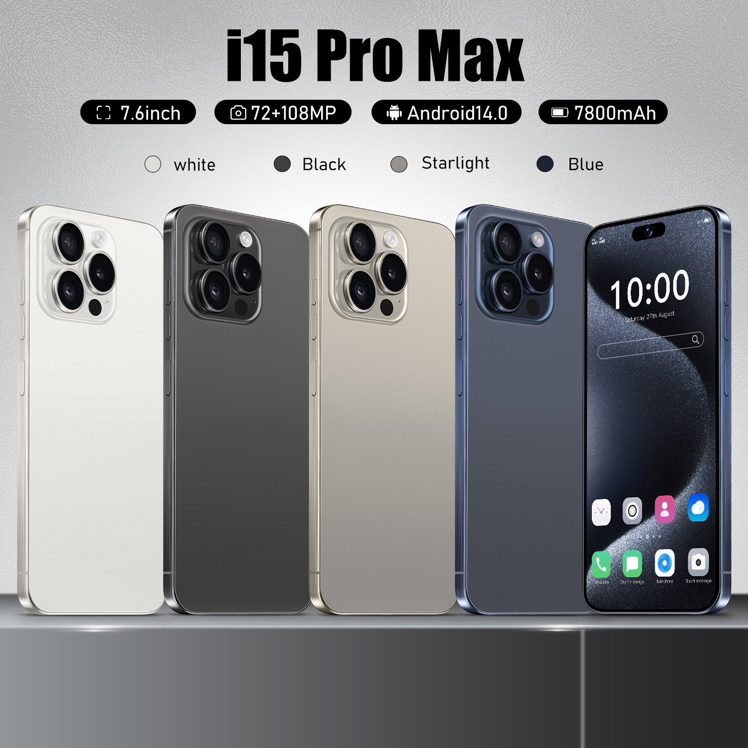 Medome Original Phone 15 Pro Max 5G Smartphone i15 i14 Android Feature Gaming Mobile Phones