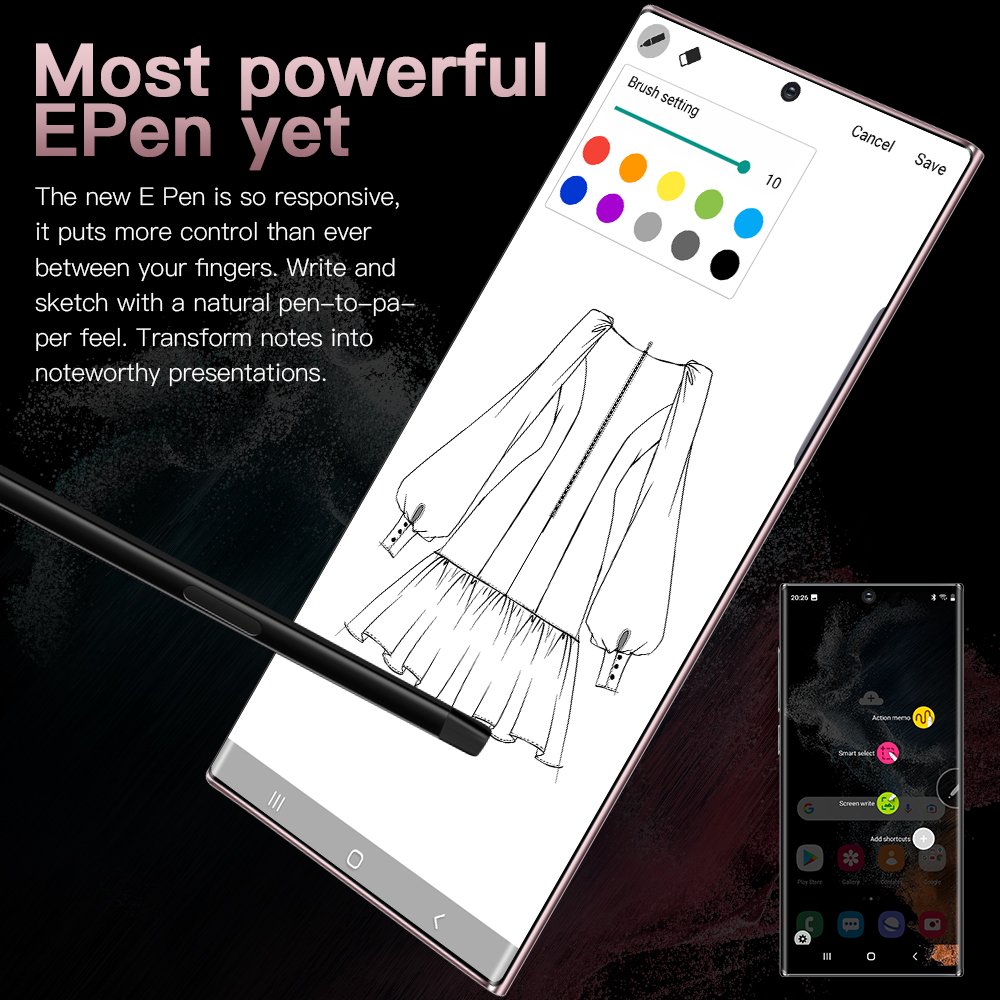 New Dual Sim Card Note 30 Cellphone 8GB+256GB expandability 6.8'' Full Screen 4g 5g smart mobile phone