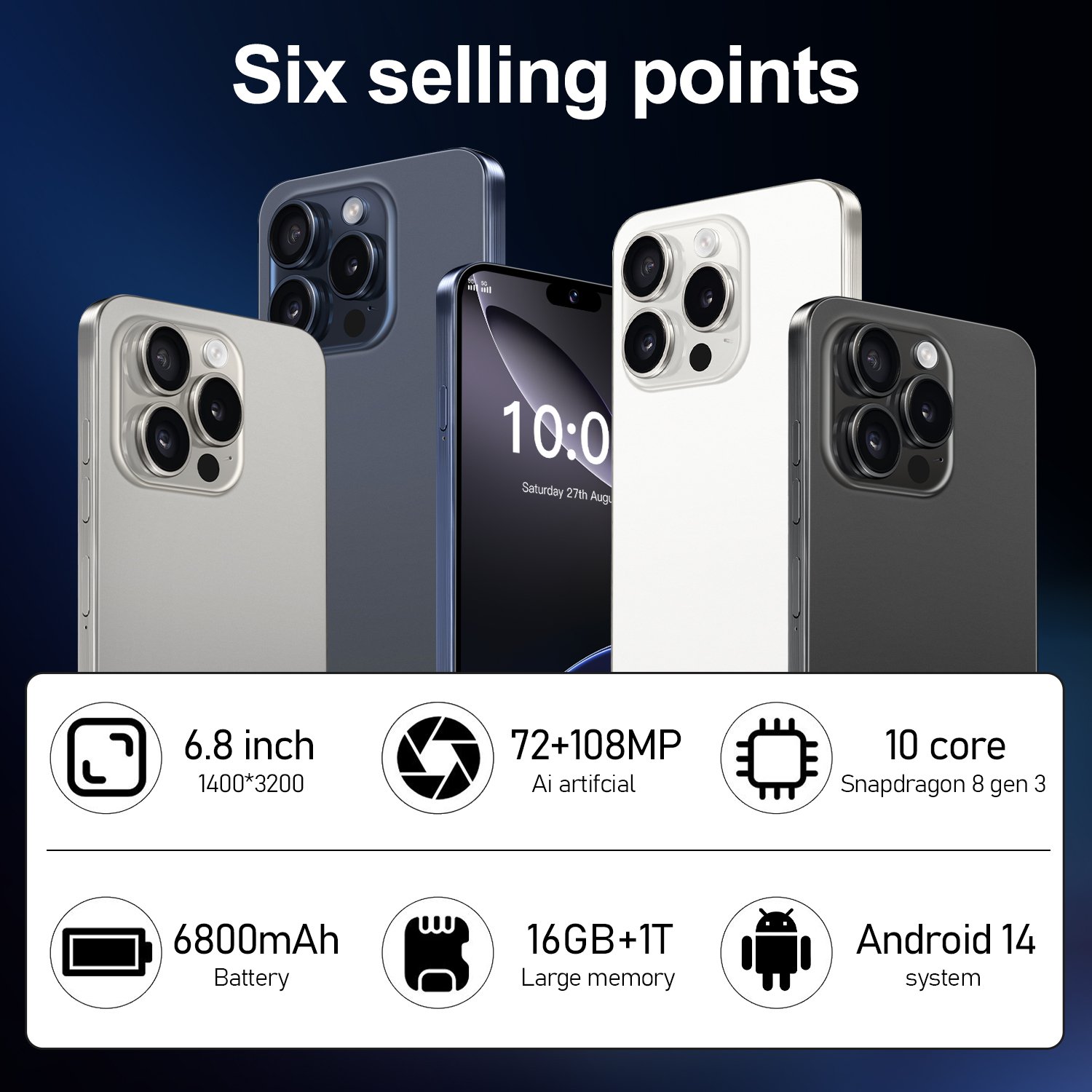 Original phone16 Pro Max unlocked 4G 5G cell phone 6.8 inch AMOLED Screen large memory smartphone Global GSM LET mobile phones