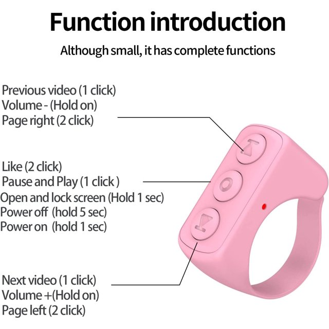 Bluetooth Tiktok Remote Control Page Turner Fingertip Video Controller Scrolling Ring for Phone