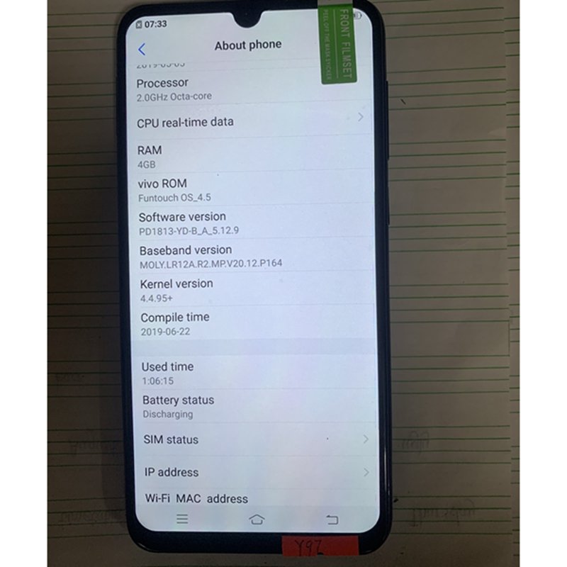 Cheap used mobile phone low price for vivo Y97 smart high quality used mobile phone