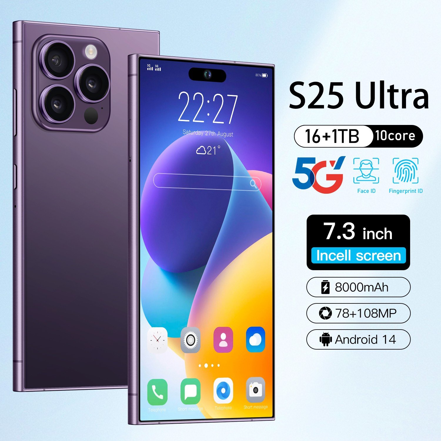 Affordable smartphone with built-in pen S25 Ultra octa-core 4G 7.3-inch 20 million pixels 3+64