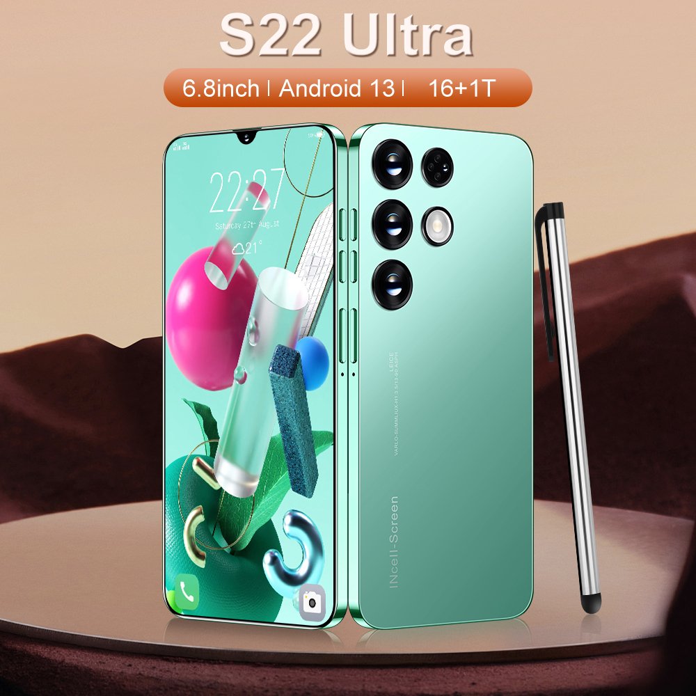 Brand New High Quality S22 Ultra 6.8 Inch Smartphones 4g/5g Network Cellphone 16g+1tb Dual Sim Android Unlocked Mobile Phone