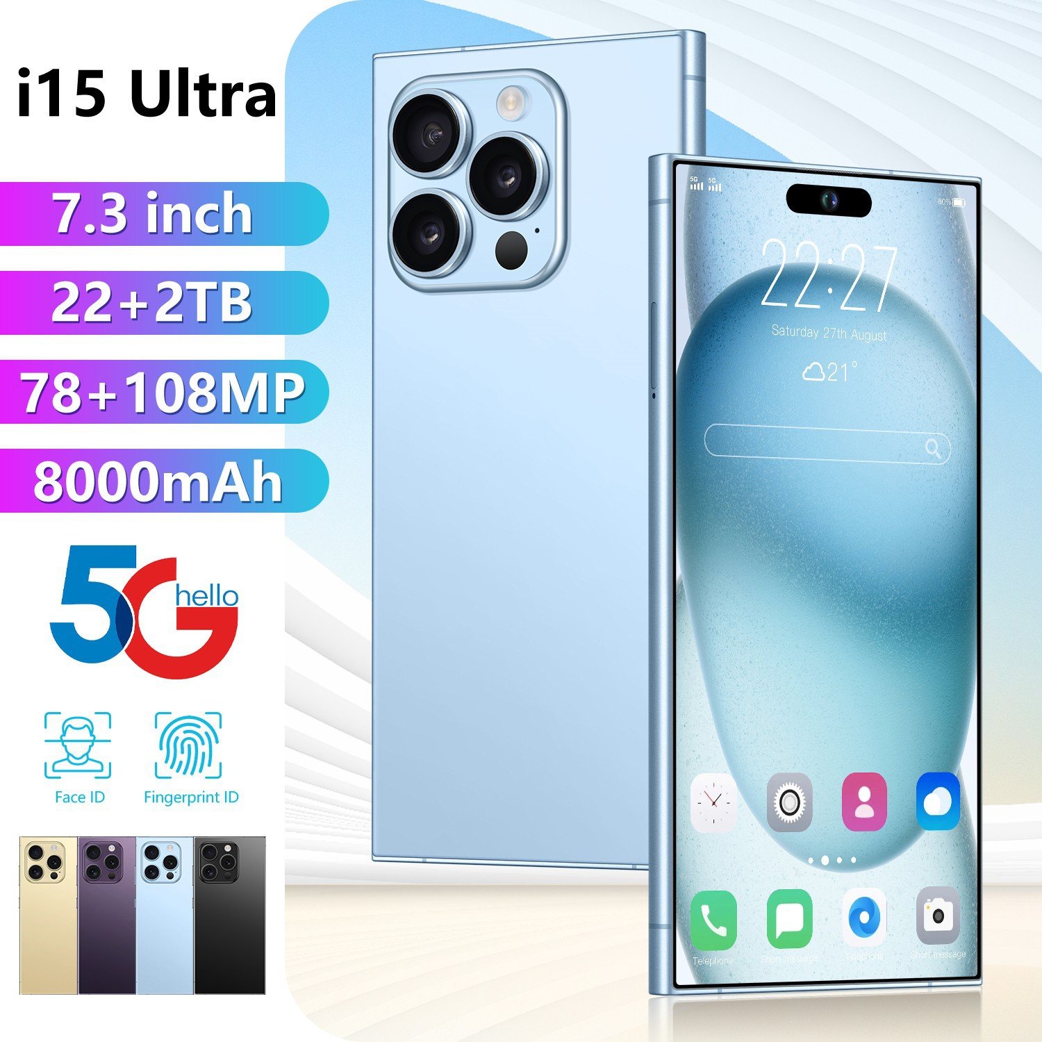 Affordable smartphone built-in pen i15 Ultra true octa-core 4G spot 7.3 HD large screen 20 million pixels 2+16