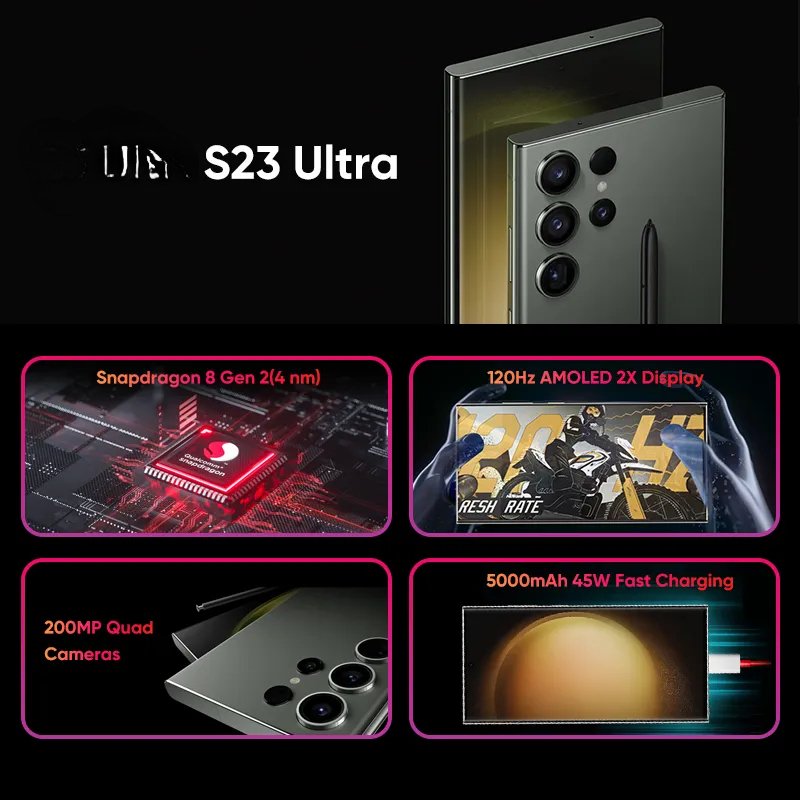Wholesale Used mobile phones cellphone phone unlock S23 for samsng Galaxy S23Ultra Android second hand original