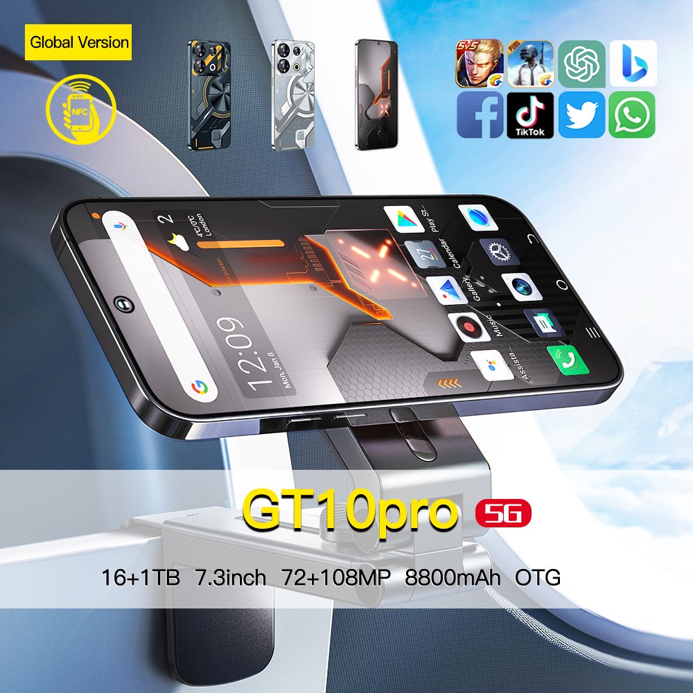 GlobalOriginal GT10 Pro 5G Smartphone 50MP Rear Camera Snapdragon 7 Gen 1 120Hz AMOLED Display 67W Charge
