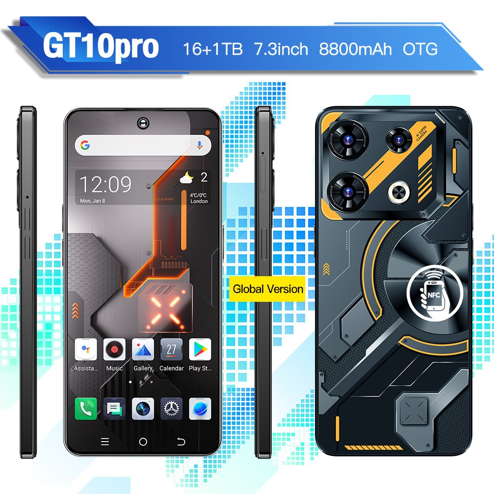 GlobalOriginal GT10 Pro 5G Smartphone 50MP Rear Camera Snapdragon 7 Gen 1 120Hz AMOLED Display 67W Charge