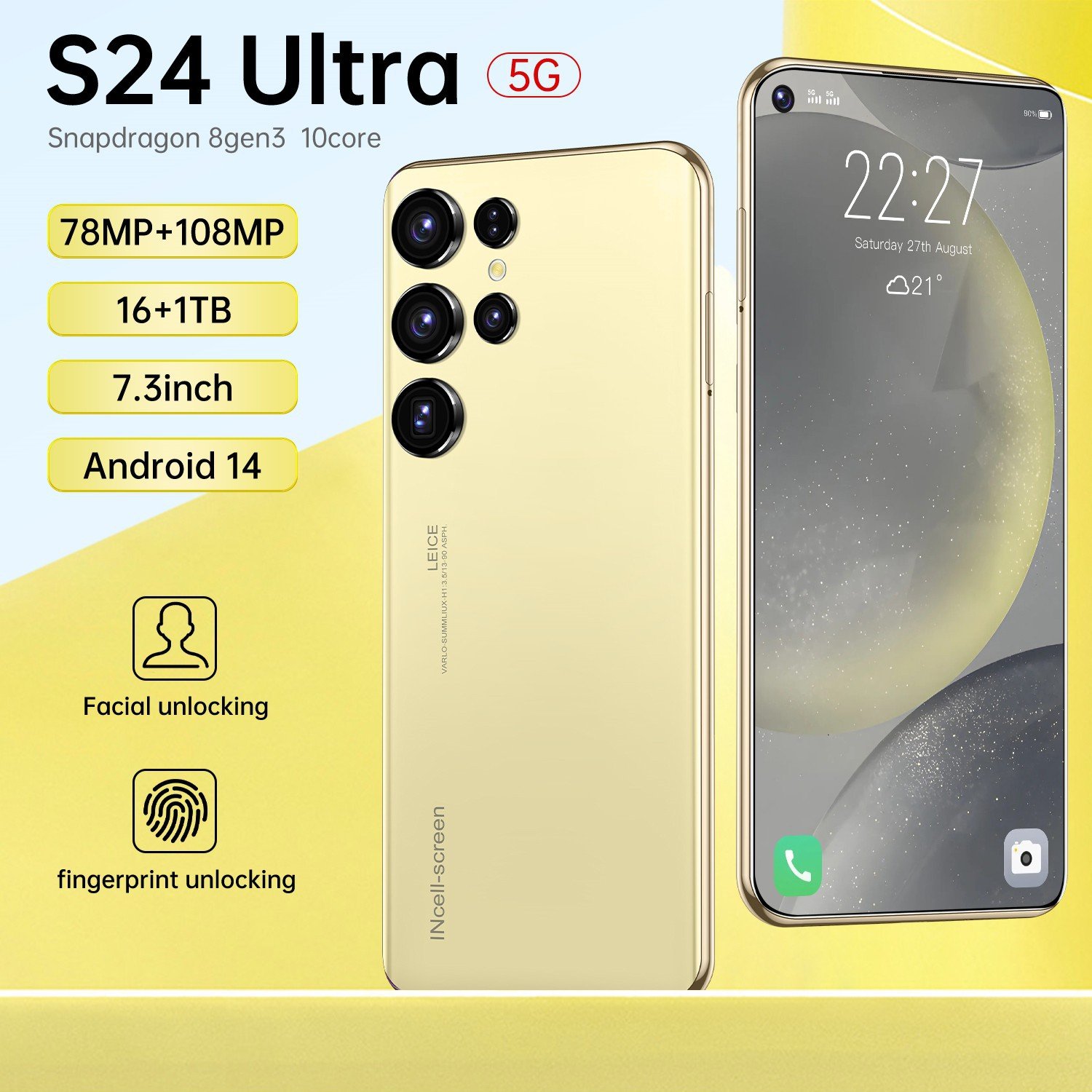 Android 15 S24 Ultra 16GB+1TB Phone Global Version Smartphone Cellphones Original Unlocked 5g Gaming S24 Ultra Mobile phones
