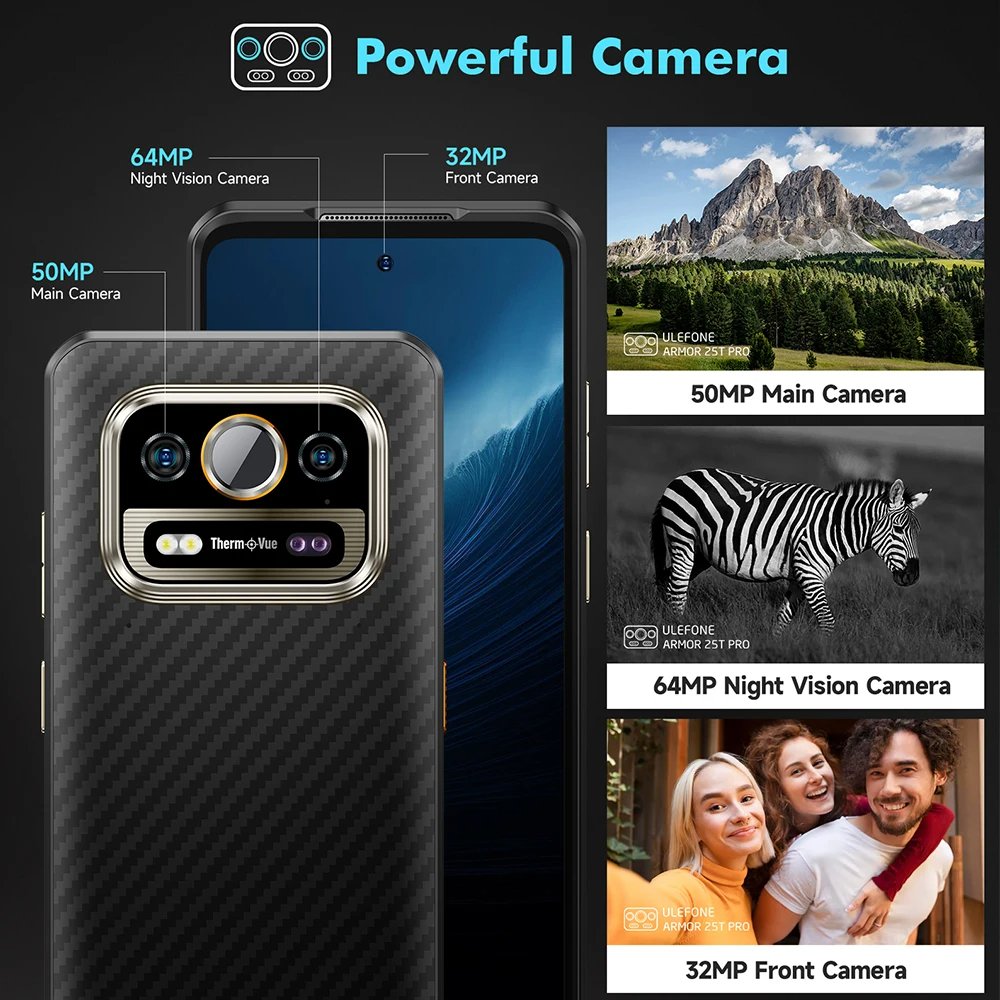 Wholesale original Ulefone Armor 25T 3g 4g smartphone 6.78-inch Android 14 Octa Core 12GB 256GB thermal imaging mobile phones