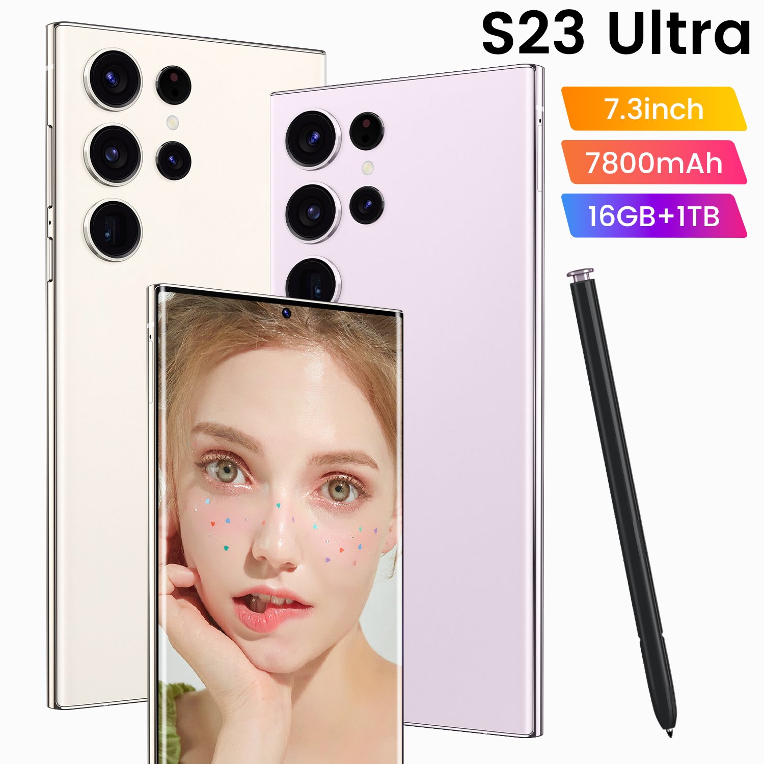 HOT new PHONE S23 Ultra 16GB+1TB 5G 7.2-inch MTK6889 48MP 108MP with built-in pen Android 12 smartphone