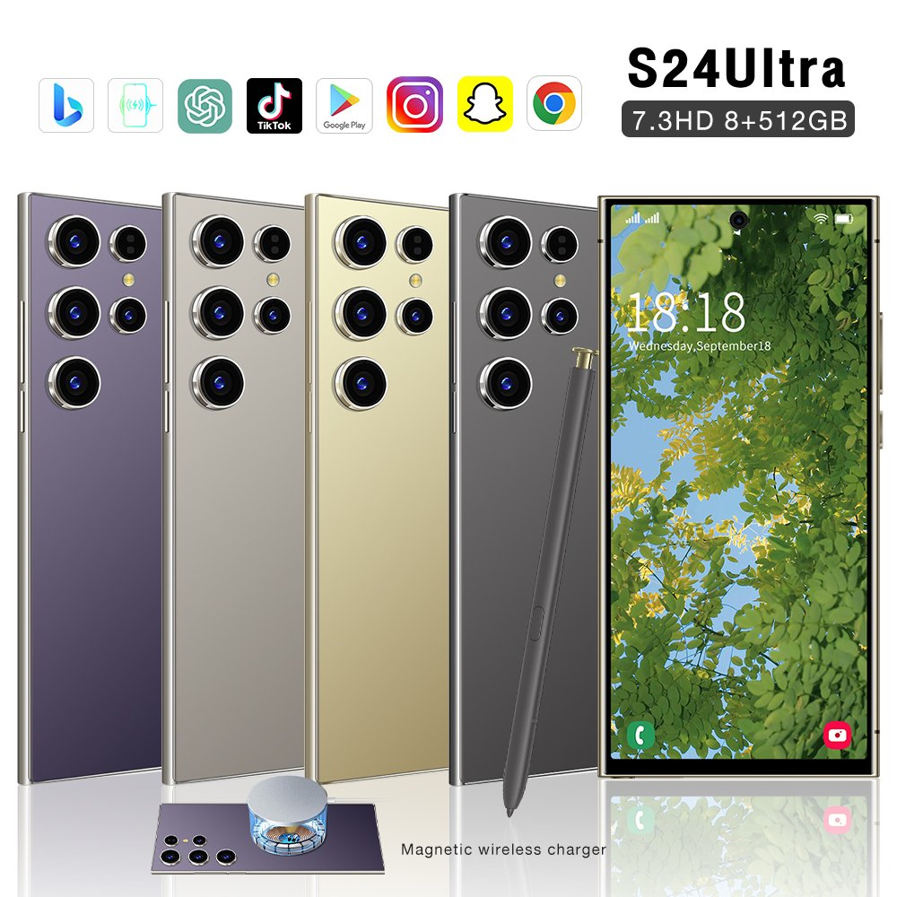 Hot selling Cellphone 0riginal S24 Ultra 16GB+512GB Smartphone 7inch Unlocked dual card 5G Phones Android 13.0 Mobile phones