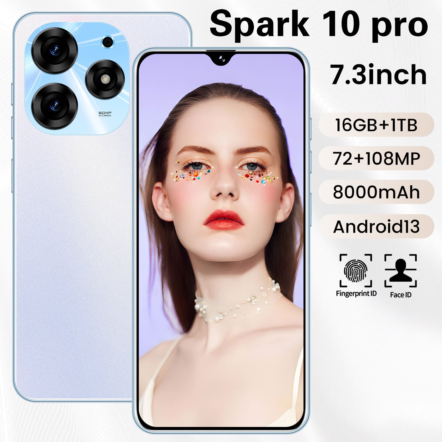Spark 10 Pro a popular smartphone 7.3-inch large screen 5 million pixels 1+16 all-in-one Android 8.1