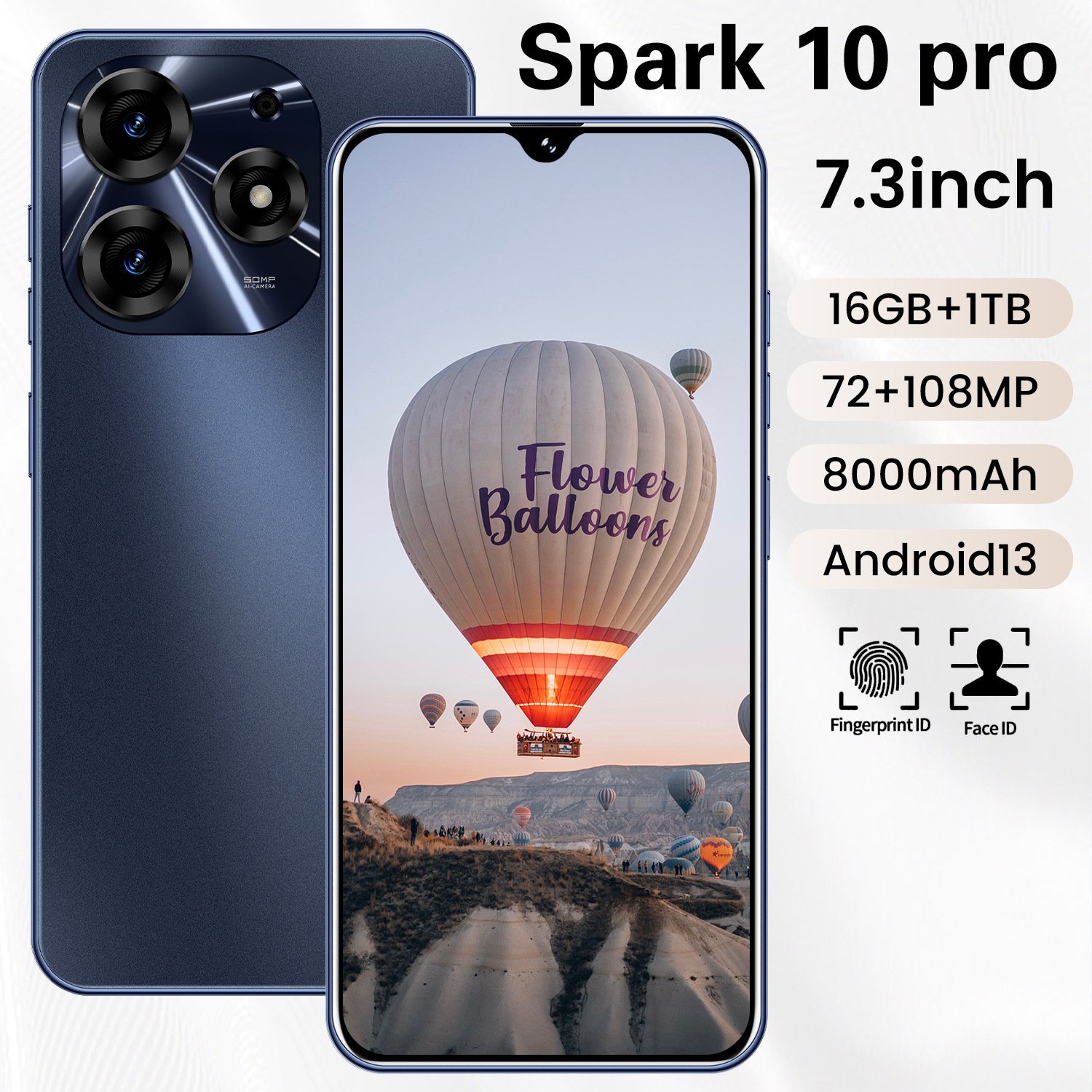 Spark 10 Pro a popular smartphone 7.3-inch large screen 5 million pixels 1+16 all-in-one Android 8.1