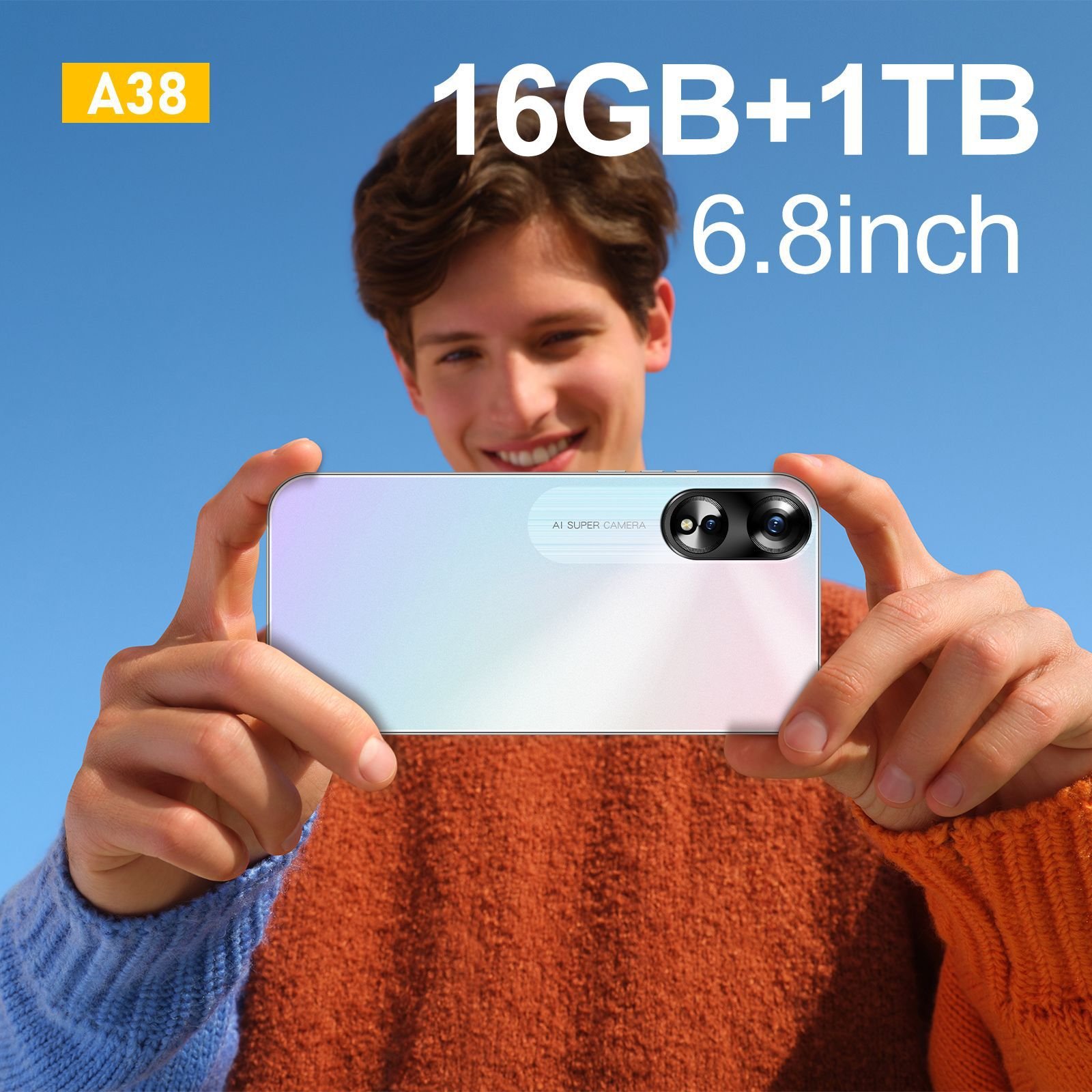Hot Selling A38 Global Version 6.8 Inch 4G Octa Core Smartphone HD Resolution 108MP Real 4G Eight Nuclear Incell Screen English