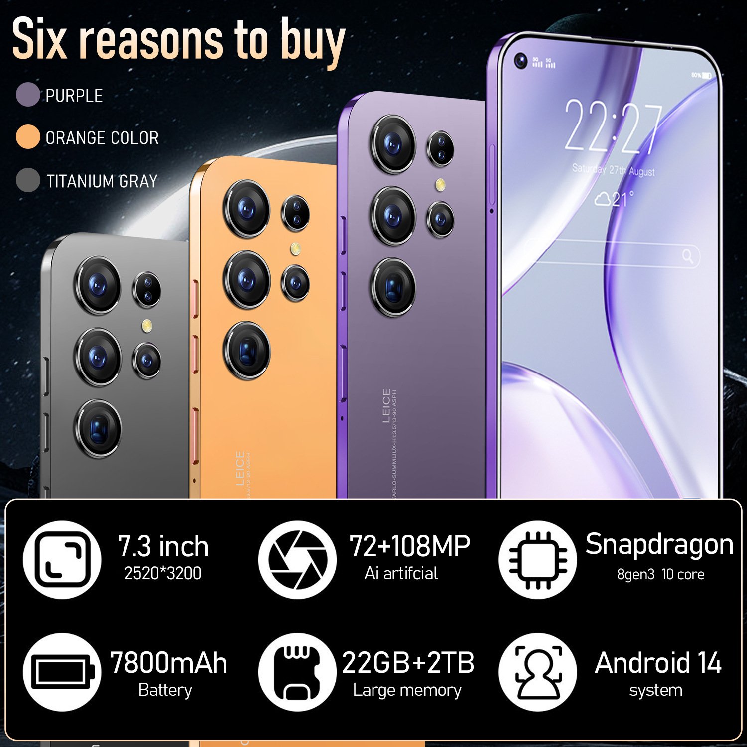 Cheap true 4G new cross-border OTG mobile phone S24 Ultra7.3 inches 16 million pixels 2+16 true octa-core Android 8.1