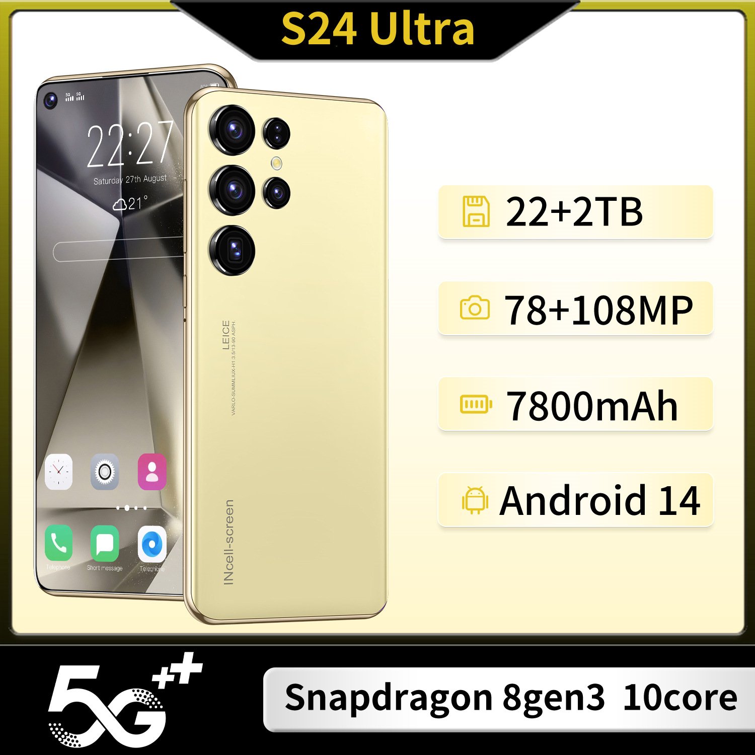 New cheap cross-border mobile phone S24 Ultra 4G 7.3 inches 13 million pixels 2+16 true octa-core Android 8.1