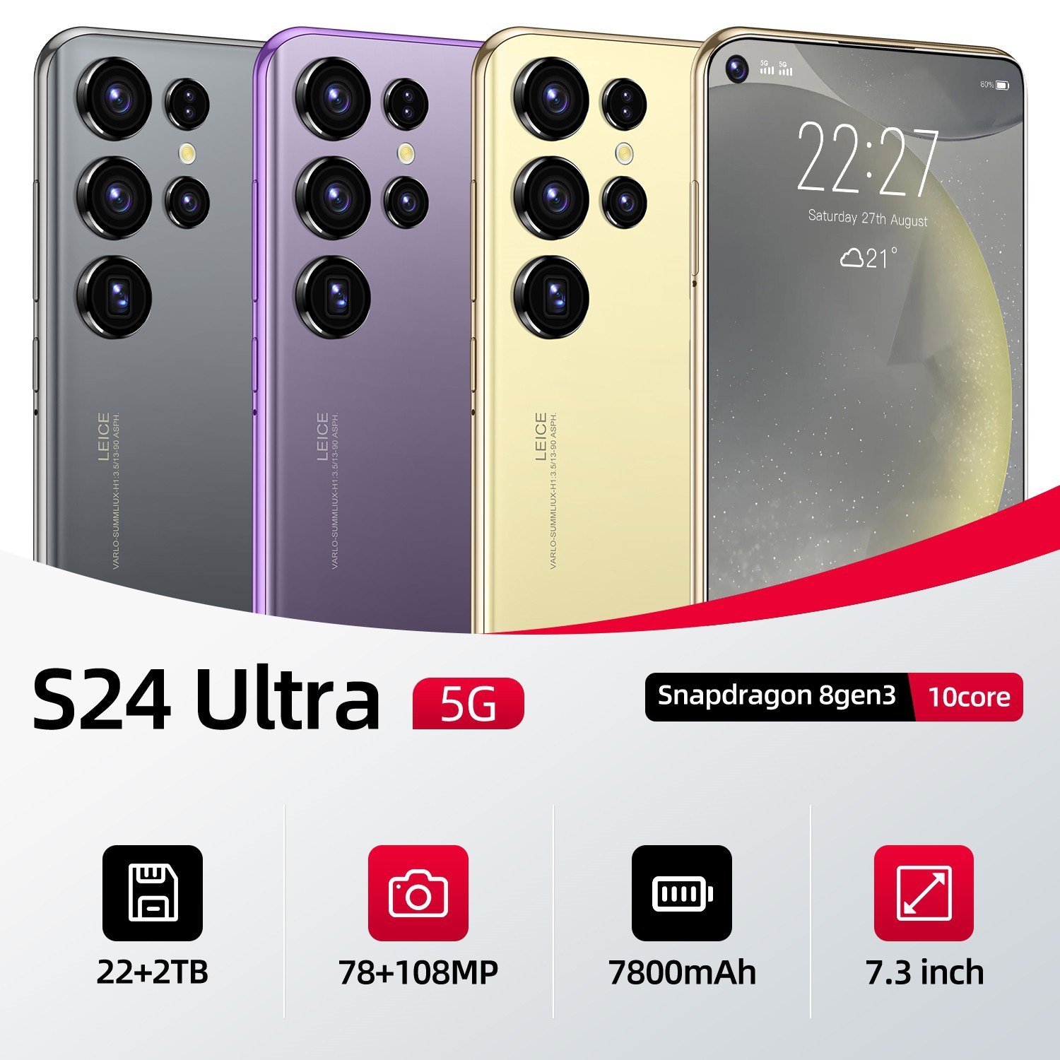 New cheap cross-border mobile phone S24 Ultra 4G 7.3 inches 13 million pixels 2+16 true octa-core Android 8.1