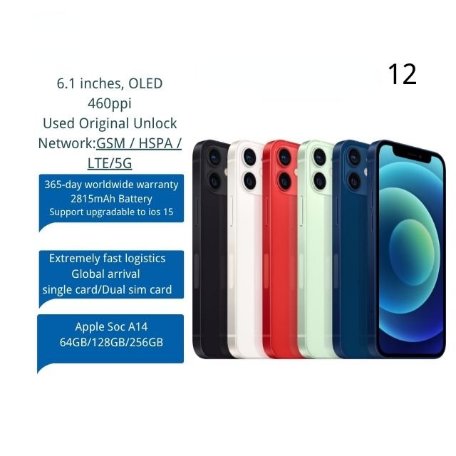 Original wholesale Phone 12 64gb 128gb 256gb 6.1inch unlock bulk used phones for iPhone 11 12 Pro 12 Pro Max