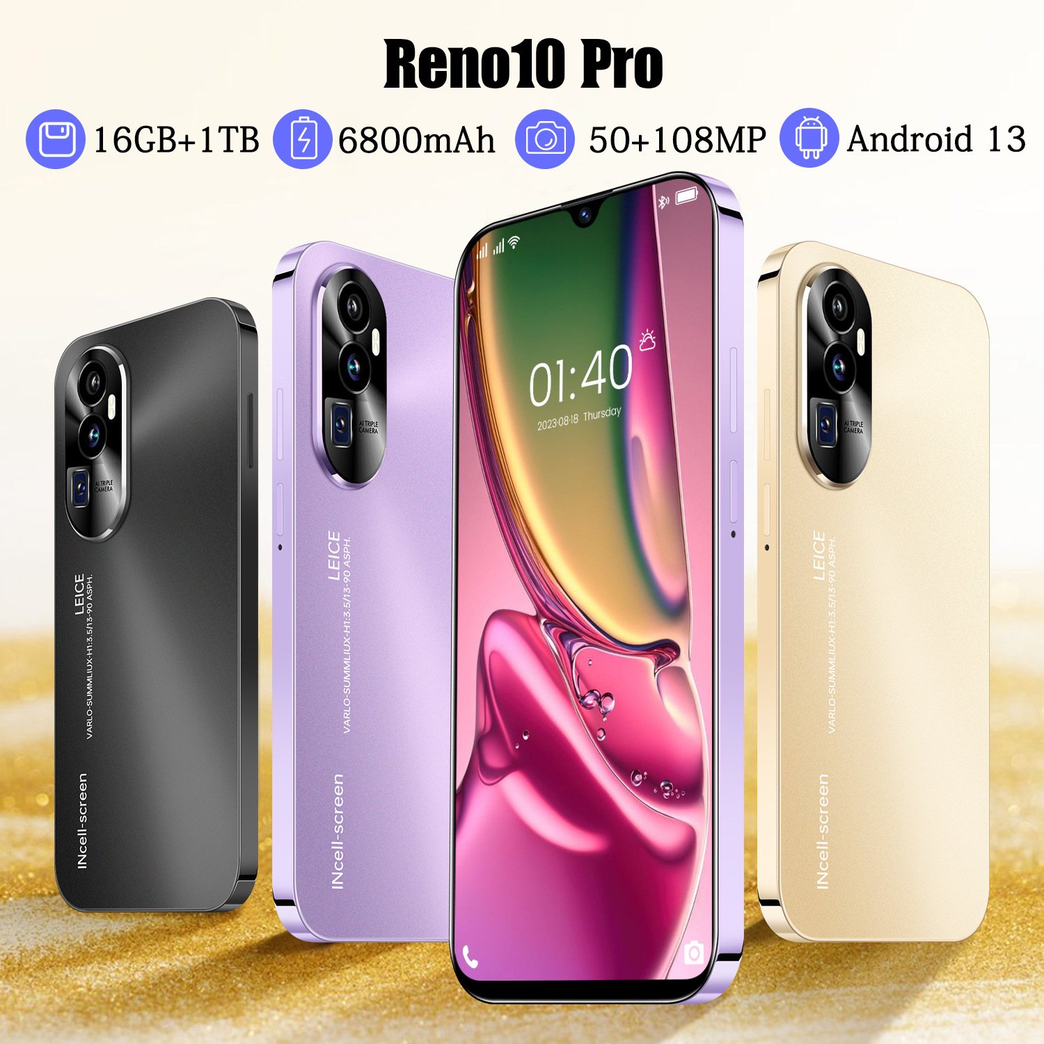 Popular cross-border mobile phone Reno10 Pro 6.8 inches 5 million pixels 1+16 all-in-one machine Android 8.1