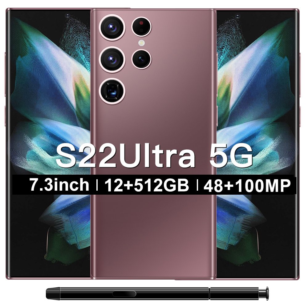 New S22 U-ltra 5G 12GB+512GB 7.3 inch Fingerprint Android 12 Dual SIM mobile phone