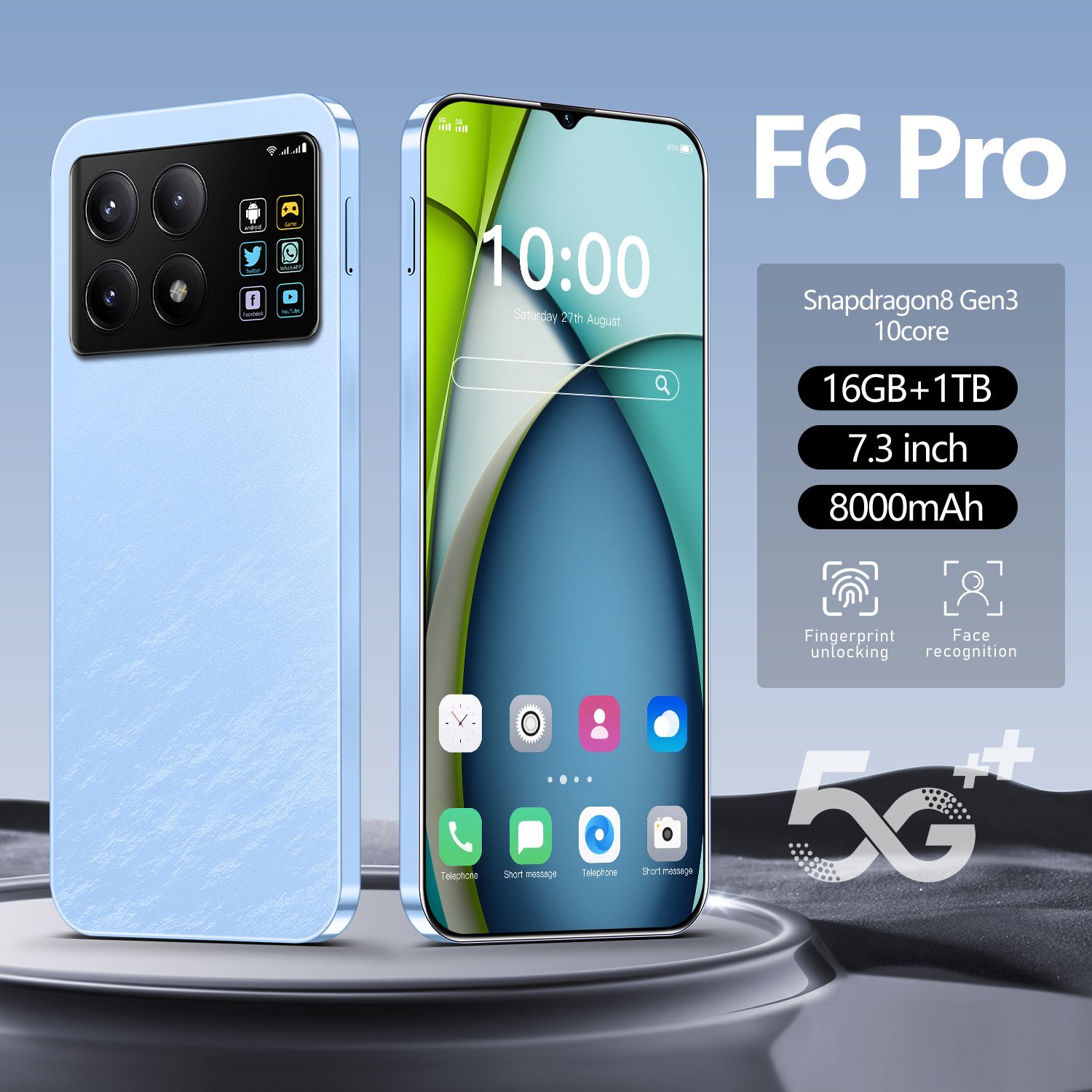 Cross-border cheap hot-selling mobile phone F6pro smart phone 1+16GB Android 7.3-inch foreign trade all-in-one machine