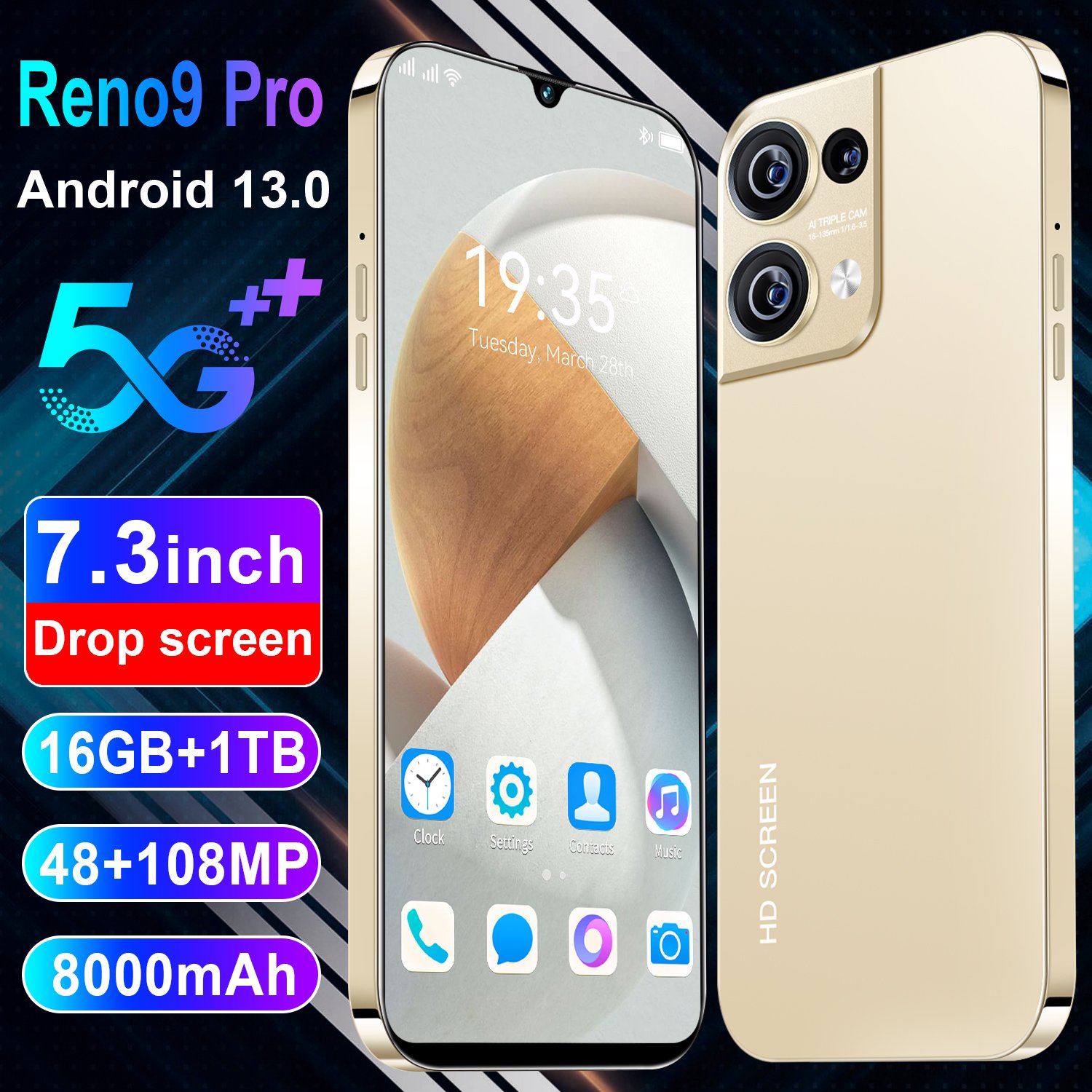 Global Version Reno 9 Pro 3G Smartphone 2GB 16GB 13MP Camera 6.3" FHD+ AMOLED Display Mobile Phone