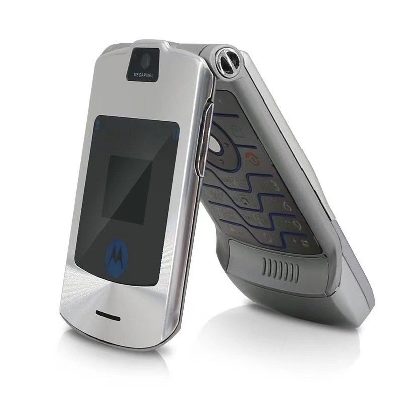 Hot selling Moto RAZR V3 Simple Cellphone GSM Quad Band Flip Unlocked Old Type Mobile Phones