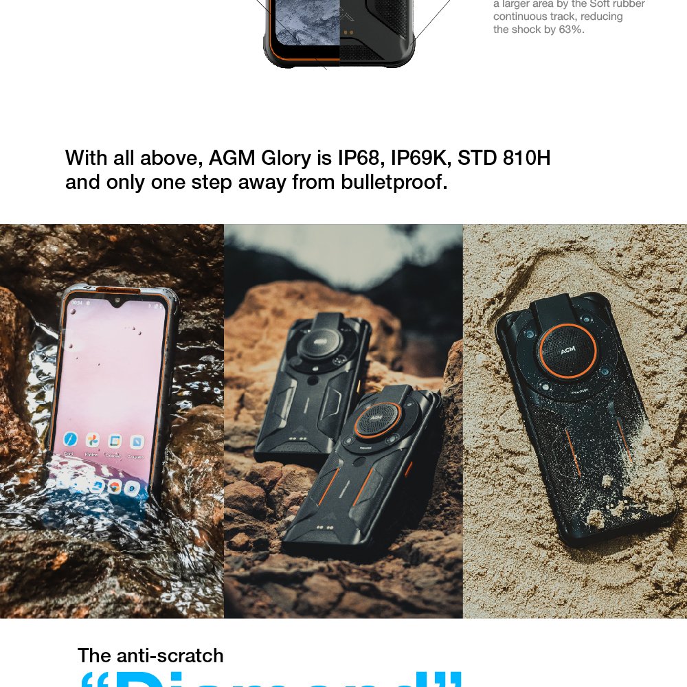 AGM Glory SE 6.53inch Dust Proof Original mobile phone Custom Logo Rugged phone Smartphone 5g Android mobile phone