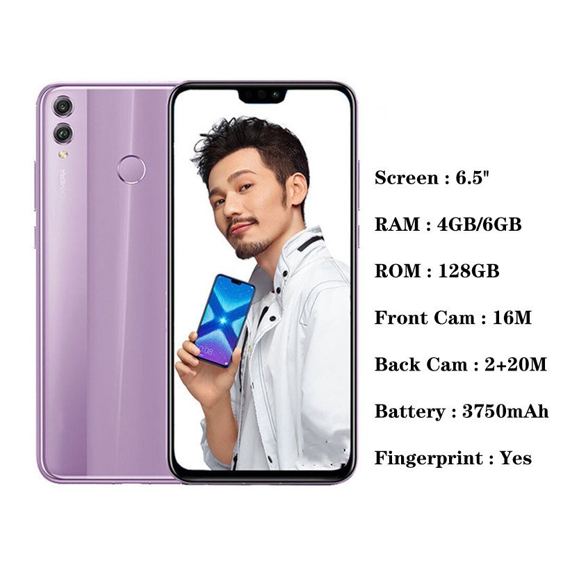 Wholesale smartphone 8X 6+128GB used mobile phones wholesale cheap smartphone for honor second hand android phone telefono