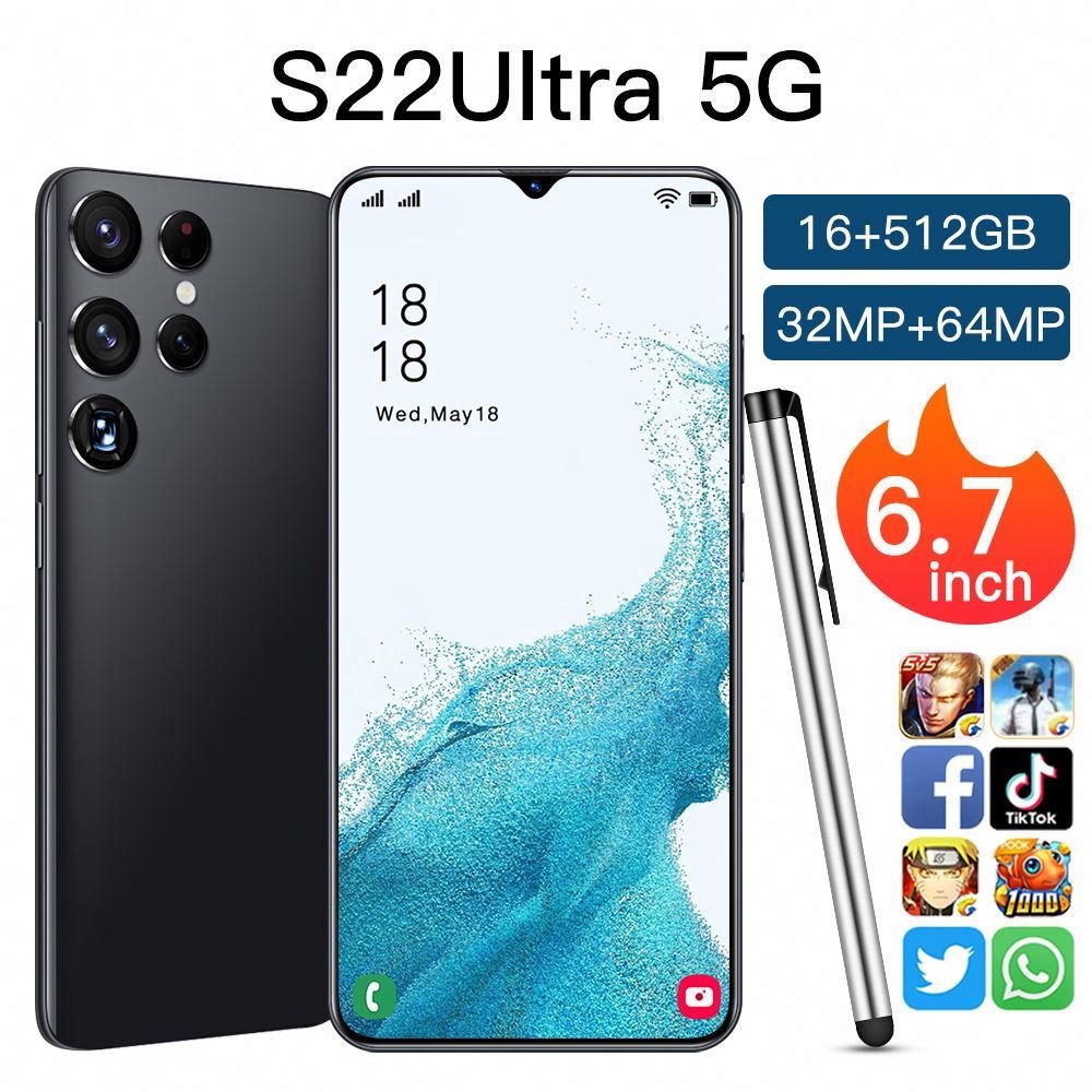 2022 New 6.7inch S22U1tra Smartphone 12GB+512GB Full Screen Mobile Phone Finger/Face Cellphone