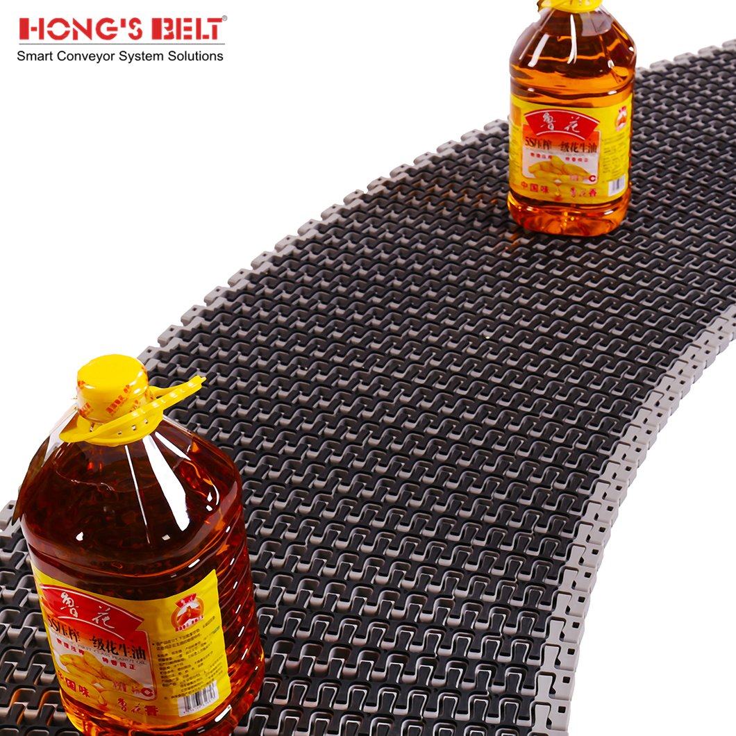 Hongsbelt HS-300B-HD-EL 38% Open Area Friction top plastic belt conveyor For packing