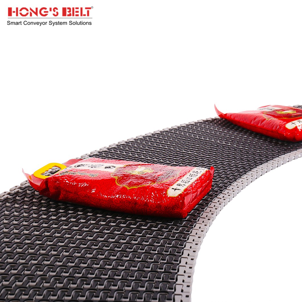 Hongsbelt HS-300B-HD-EL 38% Open Area Friction top plastic belt conveyor For packing