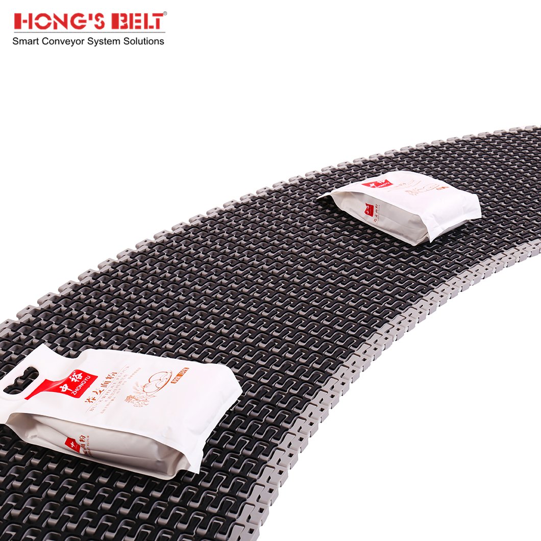 Hongsbelt HS-300B-HD-EL 38% Open Area Friction top plastic belt conveyor For packing