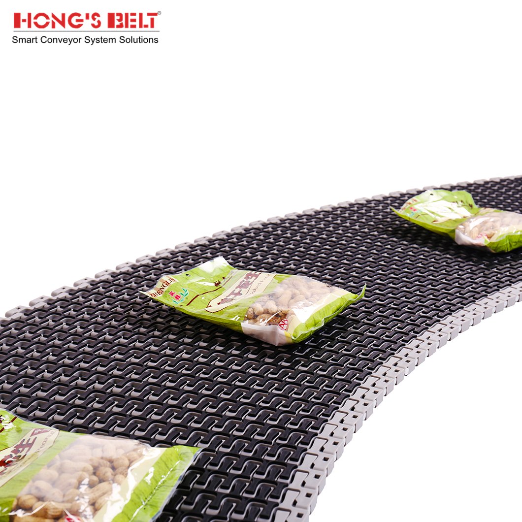 Hongsbelt HS-300B-HD-EL 38% Open Area Friction top plastic belt conveyor For packing