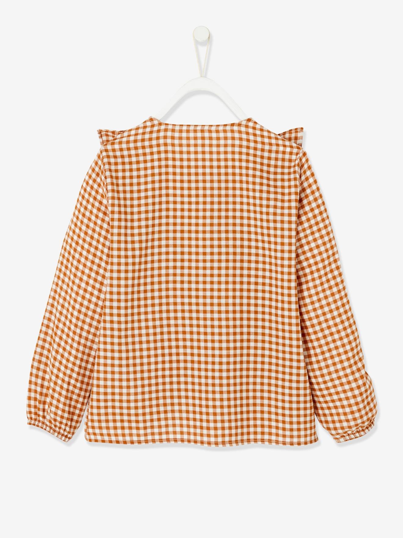 Customs Girls Children Clothing Round Neckline Long Sleeves Orange Color Comfortable Touch Cotton Little Child Shirts