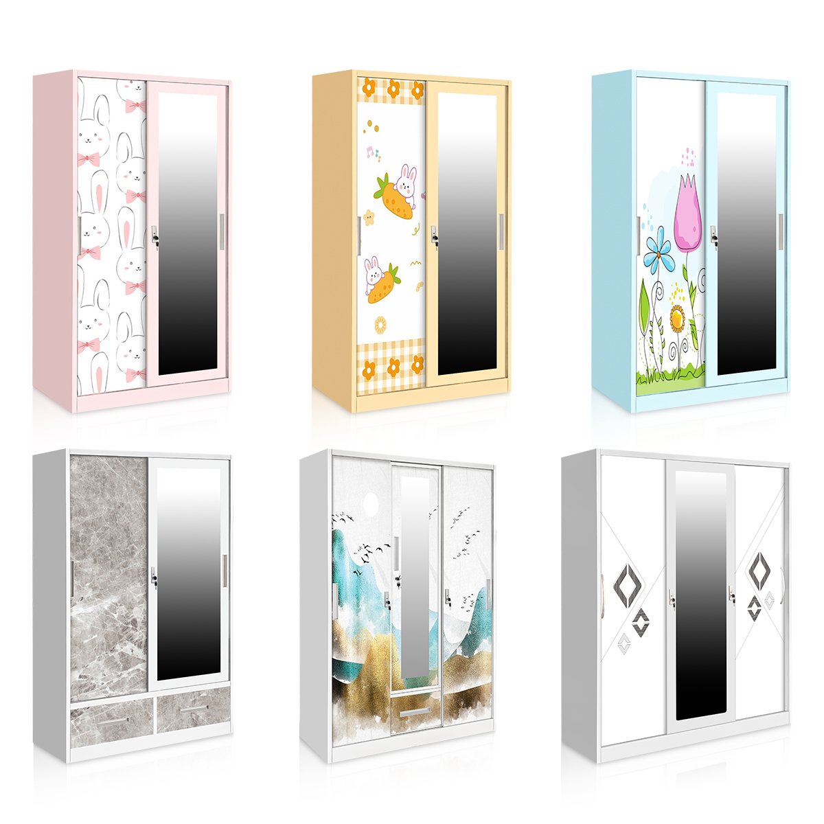 Factory hot sale products customized color wardrobe 4 door luxury