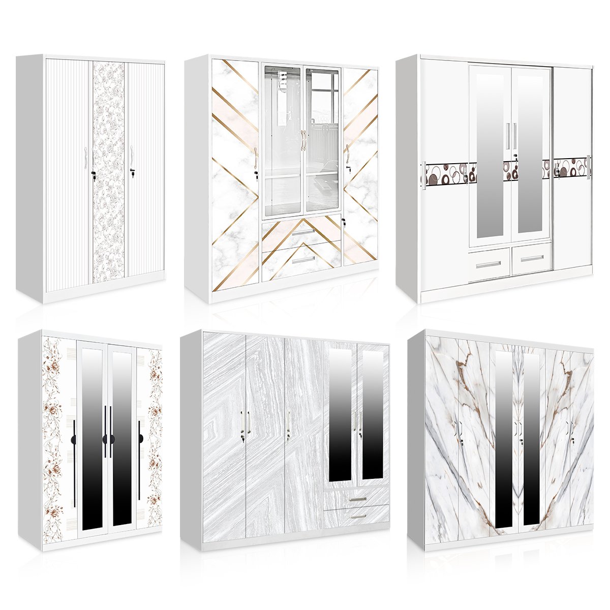 Factory hot sale products customized color wardrobe 4 door luxury