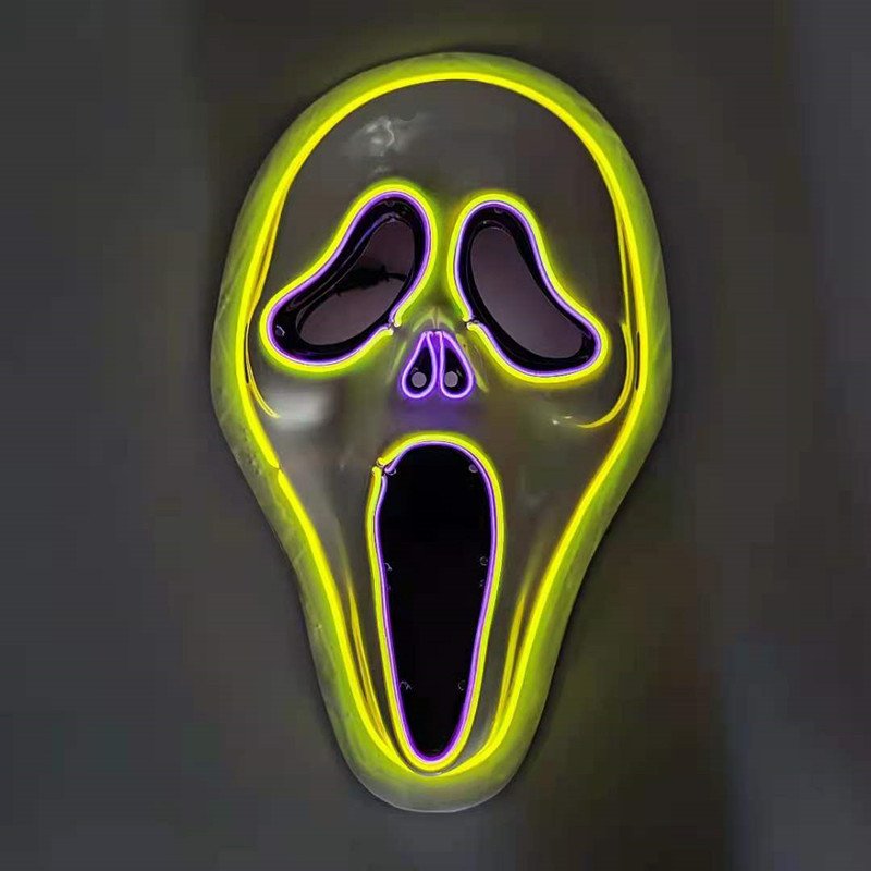 2024 Halloween Scary Halloween Mask with EL light Cosplay Horror Mask led light up in the dark