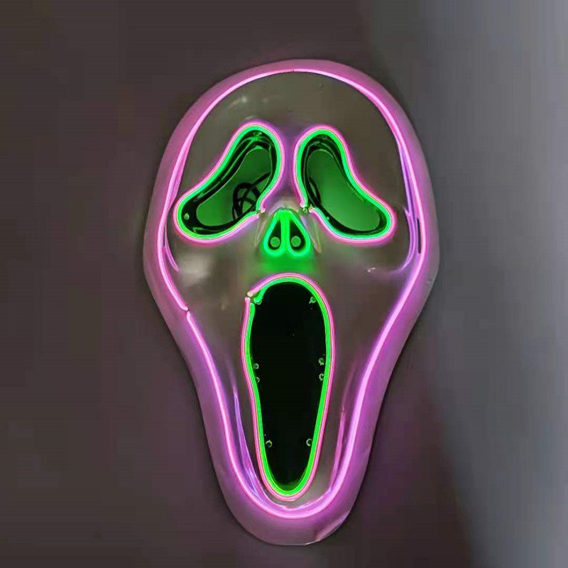 2024 Halloween Scary Halloween Mask with EL light Cosplay Horror Mask led light up in the dark