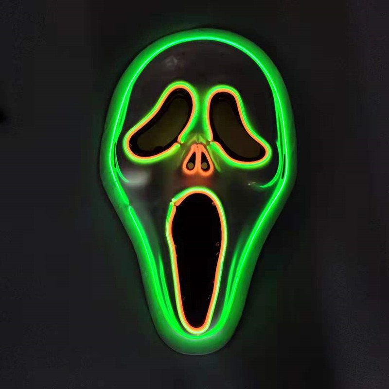 2024 Halloween Scary Halloween Mask with EL light Cosplay Horror Mask led light up in the dark