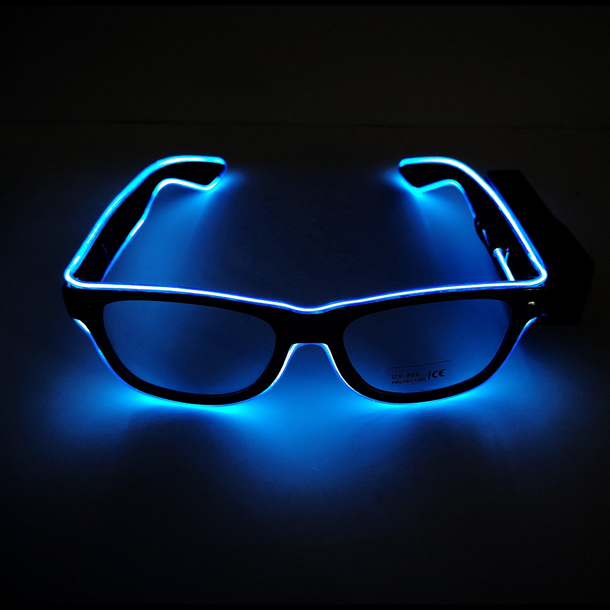 LED Luminous Neon Crazy Bar Party Supplies EL Wire Light up Portable Glasses Square Sunglasses Flashing Rave DJ