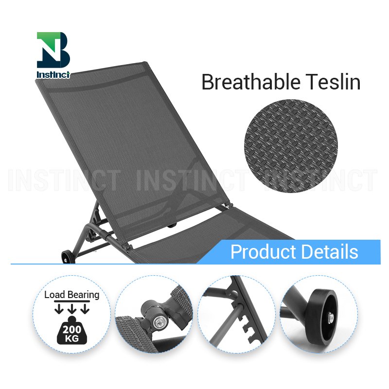 INSTNCT Mesh Fabric Frame Beach Sunbed Chaise Lounge Pool Outdoor Sunbed Sun Lounger
