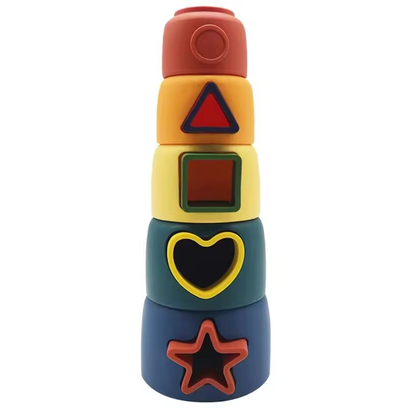 Hot Sale Baby Products Baby Toys Geometry Silicone Stacking Cups Silicone stack cups silicone puzzle stacking toy For Children