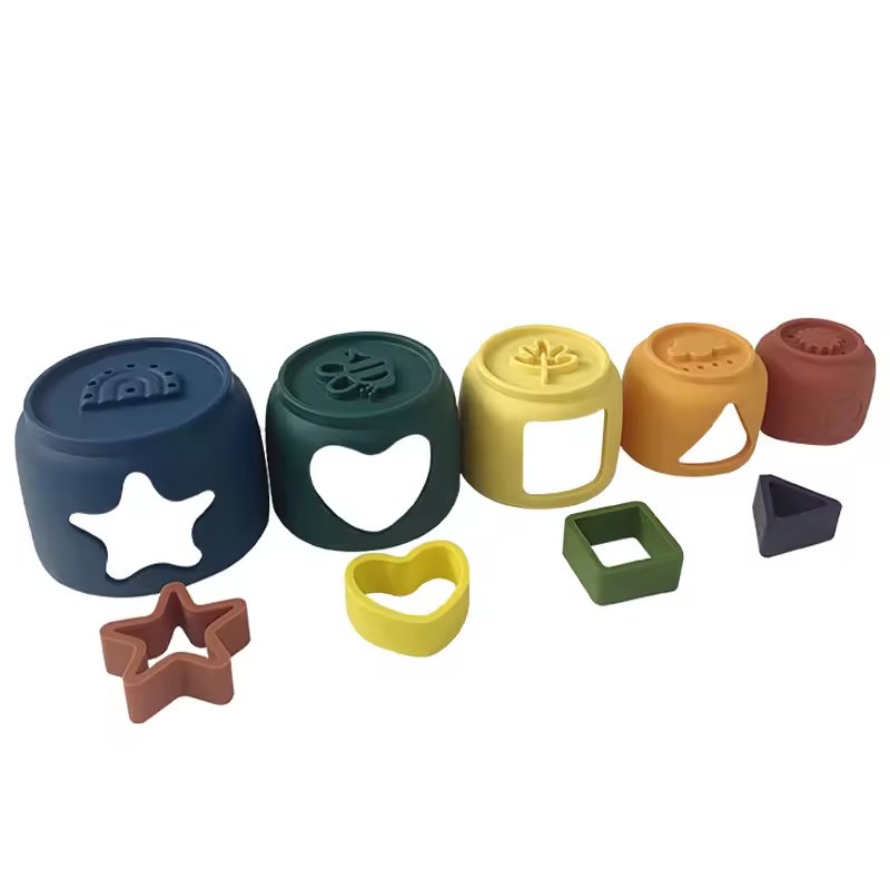 Hot Sale Baby Products Baby Toys Geometry Silicone Stacking Cups Silicone stack cups silicone puzzle stacking toy For Children