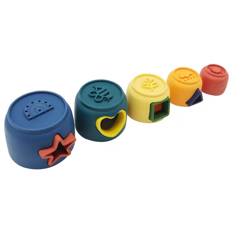 Hot Sale Baby Products Baby Toys Geometry Silicone Stacking Cups Silicone stack cups silicone puzzle stacking toy For Children