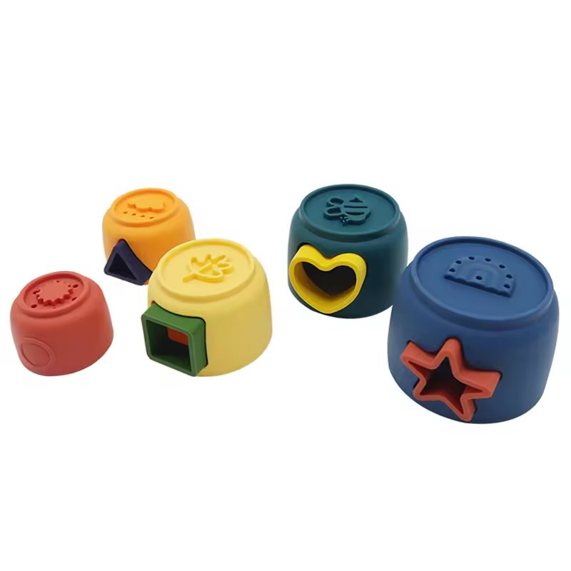 Hot Sale Baby Products Baby Toys Geometry Silicone Stacking Cups Silicone stack cups silicone puzzle stacking toy For Children