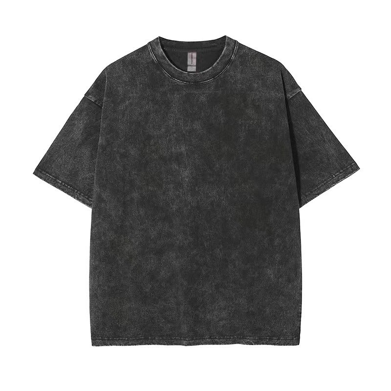 2024 New Super Heavy Duty Oversized Pattern T Shirt Solid Color Customized LOGO Acid Wash Vintage T Shirt
