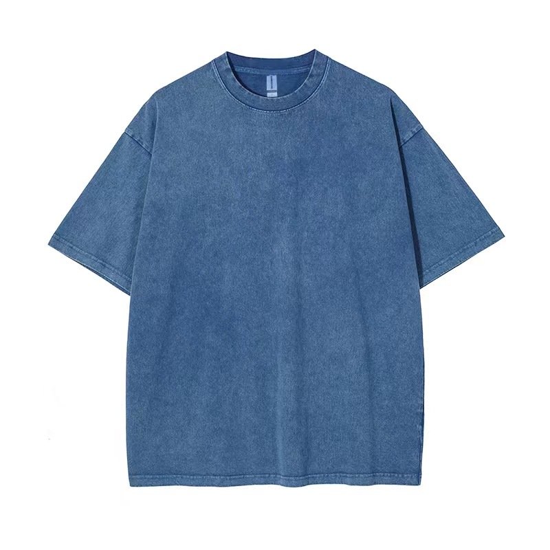 2024 New Super Heavy Duty Oversized Pattern T Shirt Solid Color Customized LOGO Acid Wash Vintage T Shirt