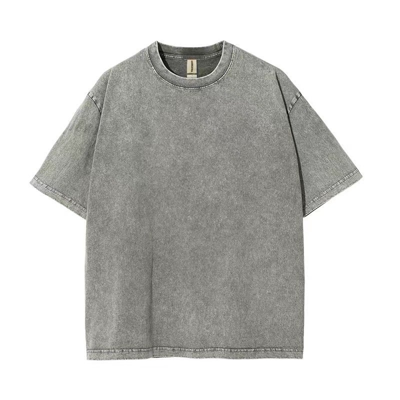 2024 New Super Heavy Duty Oversized Pattern T Shirt Solid Color Customized LOGO Acid Wash Vintage T Shirt